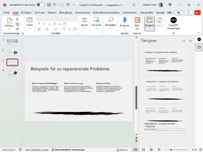 YouTube Videosu, Powerpoint için ChatGPT'nin ücretsiz sürümünde maksimum kullanım süresine sahiptir. Bir çok yazılım, tasarımın yanı sıra yazılımla da ilgilenir.