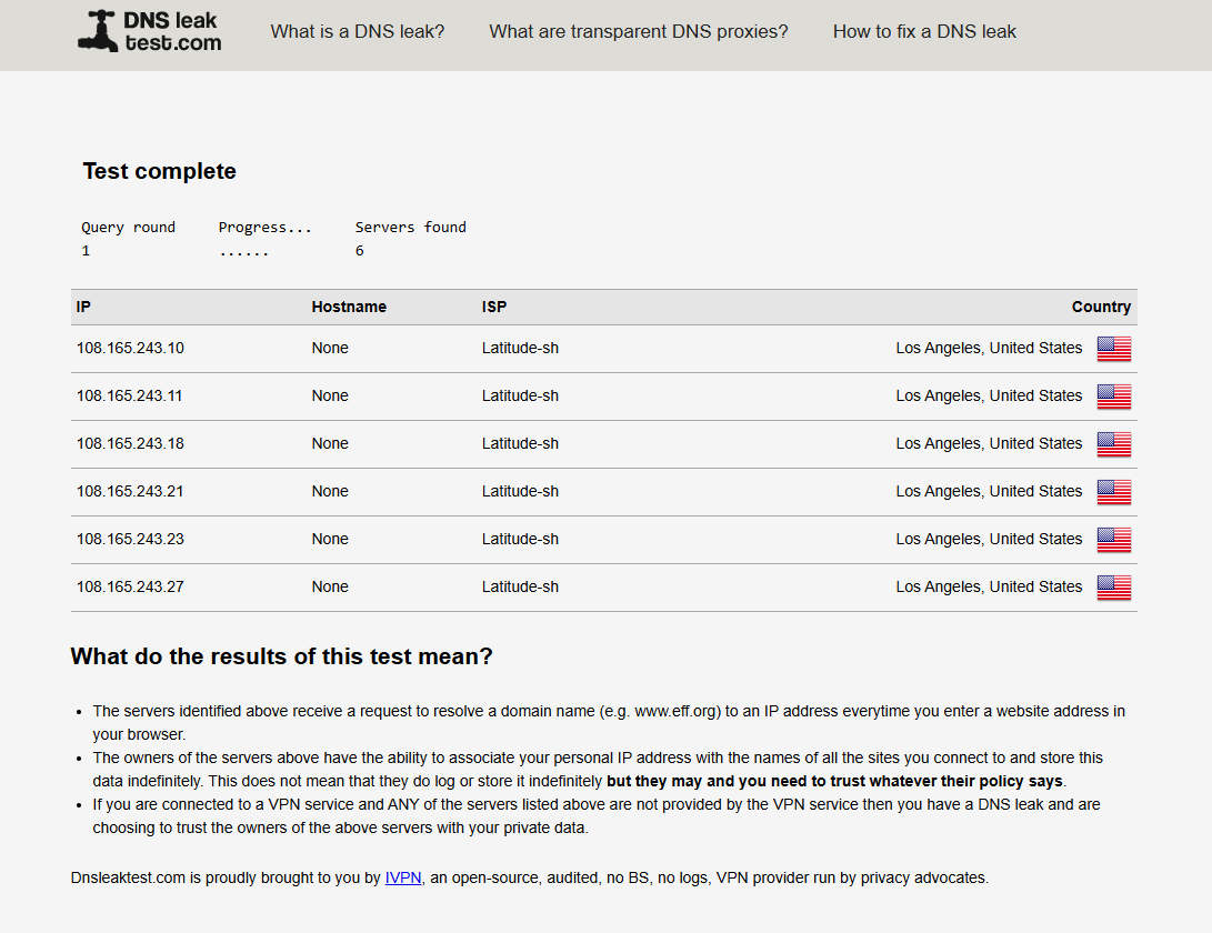 DNS Sızıntı testi