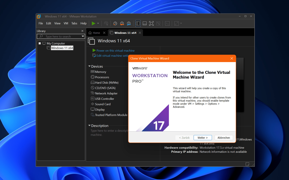 VMware Workstation 17 - Klonlama