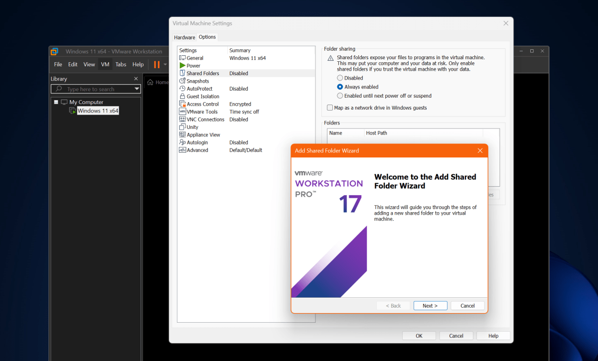 VMware Workstation 17 - Paylaşılan Klasör