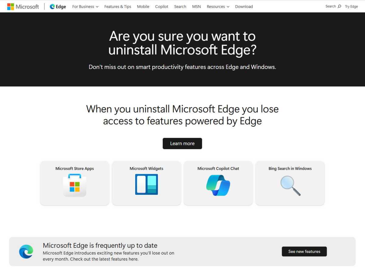 Microsoft, Edge'in nasıl kaldırılacağını destekliyor