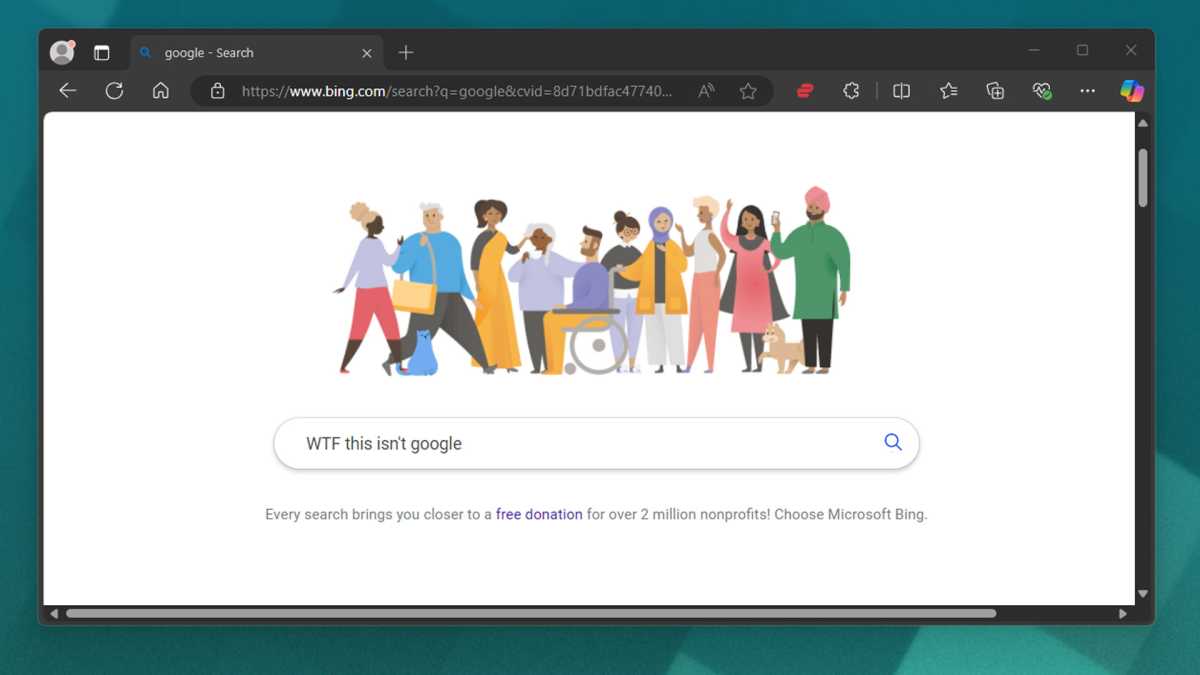 Beyaz arka plana sahip bir Google Doodle gibi görünmek için gizlenmiş bir bing arama sayfası