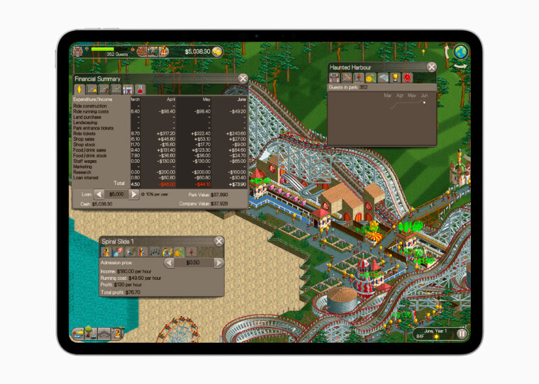 Apple Arcade'de Atari tarafından Rollercoaster Tycoon Classic